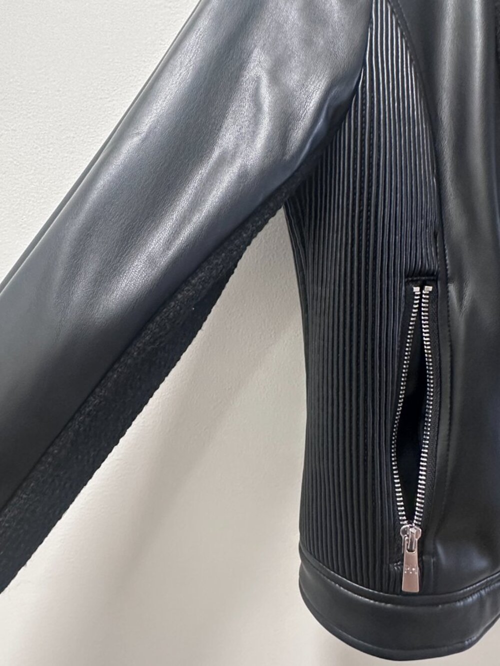 Parish Hilton Vegan Leather Jacket Black/Silver Size S View 4